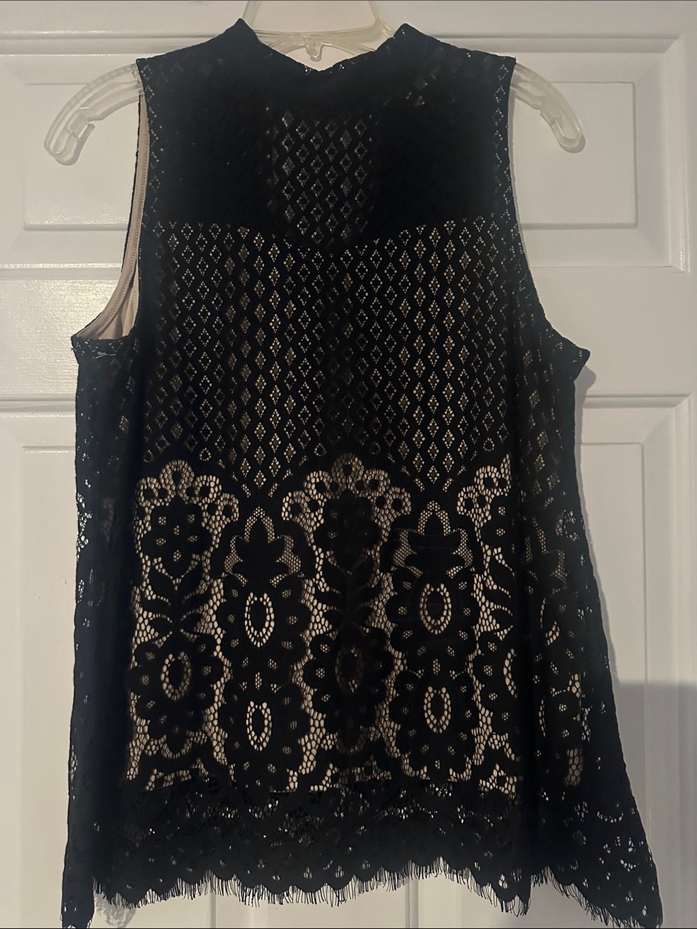 love, Fire Black Lace Camisole with Nude Lining